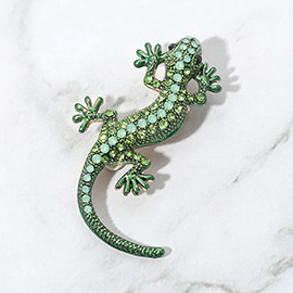 Stone Paved Lizard Pin Brooch