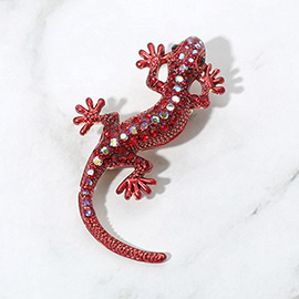 Stone Paved Lizard Pin Brooch