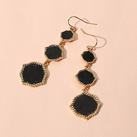 Triple Geometric Plate Link Dropdown Dangle Earrings