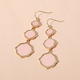 Triple Mother of Pearl Geometric Plate Link Dropdown Dangle Earrings