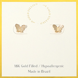 18K Gold Filled Hypoallergenic Butterfly Stud Earrings