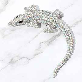 Rhinestone Paved Alligator / Crocodile Pin Brooch