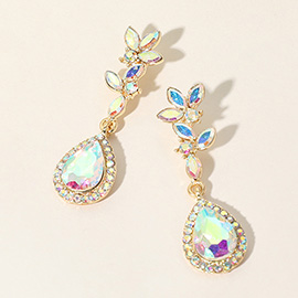 Marquise Stone Cluster Teardrop Link Dangle Evening Earrings