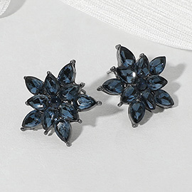 Teardrop Stone Cluster Flower Stud Evening Earrings