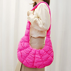 Quilted Puffer Croissant Crossbody Bag