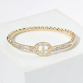 CZ Stone Paved Hinged Bangle Bracelet