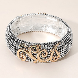 Antique Metal Filigree Detail Pointed Stretch Bracelet