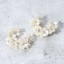 Pearl Flower Hoop Earrings