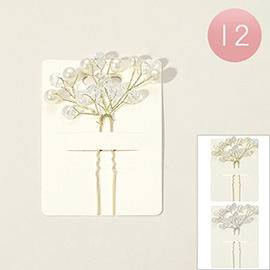 12PCS - Faceted Beads Pearl Wire Branch Hair Comb Pins