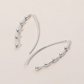 Metal Ball Accented Curved Drop Earrings