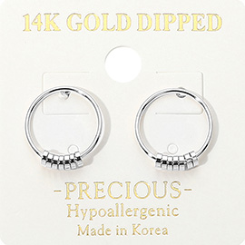 14K Gold Dipped Hypoallergenic Beaded Mini Ring Earrings