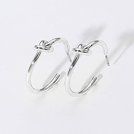 14K Gold Plated Knot Pointed Hoop Earrings