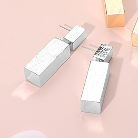 Textured Metal Geometric Block Dangle Earrings