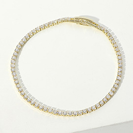 Round CZ Stone Tennis Chain Evening Bracelet