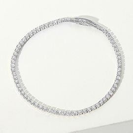 Round CZ Stone Tennis Chain Evening Bracelet