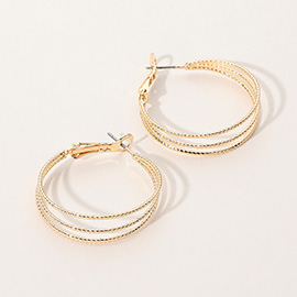 Textured Metal Split Hoop Earrings