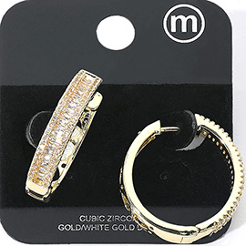 Gold Dipped CZ Stone Paved Huggie Hoop Earrings