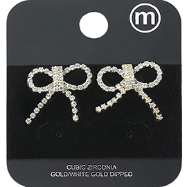 CZ Stone Bow Stud Earrings