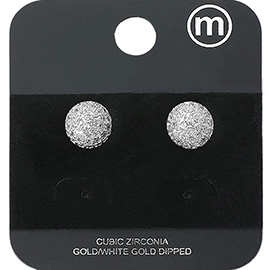 Gold Dipped CZ Stone Paved Ball Stud Earrings