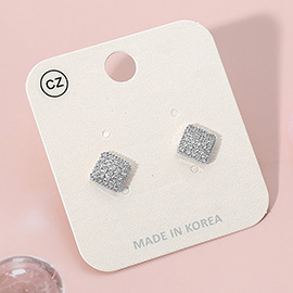 Stainless Steel CZ Stone Paved Diamond Stud Earrings