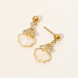 Stainless Steel Starfish Mother of Pearl Shell Dangle Earrings