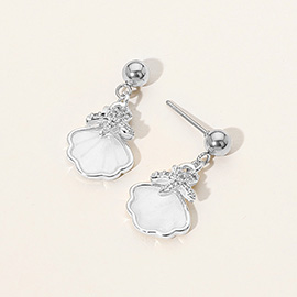Stainless Steel Starfish Mother of Pearl Shell Dangle Earrings