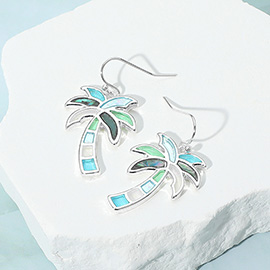 Sea Glass Palm Tree Dangle Earrings