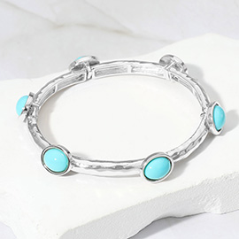 Oval Stone Cluster Pointed Stretch Bracelet