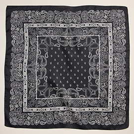 Classic Paisley Pattern Printed Square Silky Satin Scarf