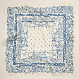 Classic Paisley Pattern Printed Square Silky Satin Scarf