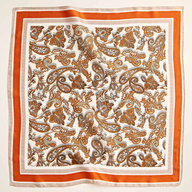 Paisley Floral Printed Square Silky Satin Scarf