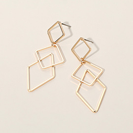 Metal Wire Geometric Ring Link Drop Earrings