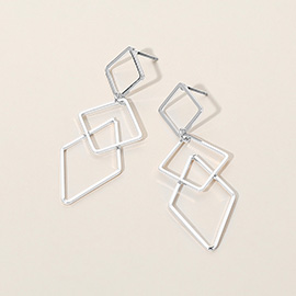 Metal Wire Geometric Ring Link Drop Earrings