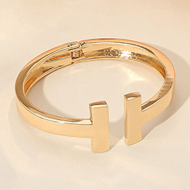 Metal T Tip Hinged Bangle Cuff Bracelet