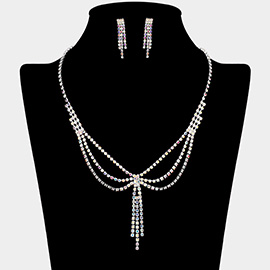 Layered Draped Rhinestone Tassel Necklace