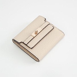 Metal Deco Accent Faux Leather Compact Fold Wallet