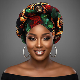 Bold Abstract Pattern Printed Turban Hair Wrap