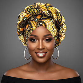 Bold Abstract Pattern Printed Turban Hair Wrap