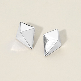 Silver Dipped Geometric Triangle Earrings