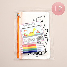 12PCS - Kids Dinosaur Graffiti Pen Bag Craft Set