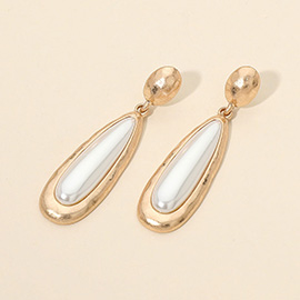 Elongated Teardrop Stone Drop Dangle Earrings