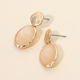 Faceted Oval Drop Earrings