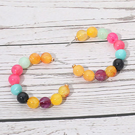 Chunky Resin Ball Beaded Hoop Earrings