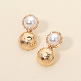 Pearl Accent Dual Dome Stud Earrings