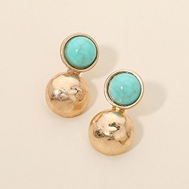 Stone Accent Dual Dome Stud Earrings