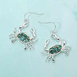 Crushed Pebble Crab Dangle Earrings