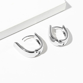 White Gold Dipped Teardrop Huggie Hoop Earrings