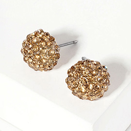 Crystal Paved Round Dome Stud Earrings