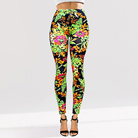 Floral Pattern Printed High Waisted Leggings