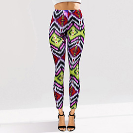 Bold Geometric Pattern Printed High Waisted Leggings